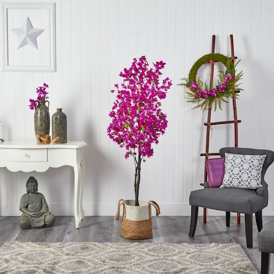 6ft. Artificial Bougainvillea Tree with Basket
